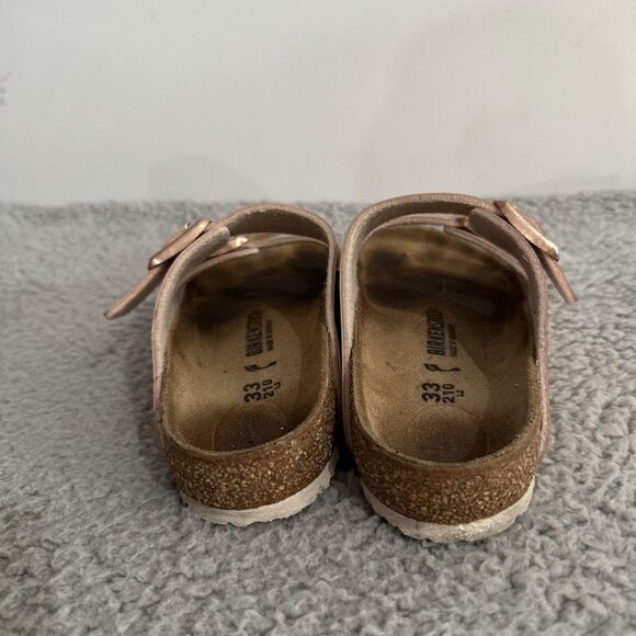 Birkenstock Sandals Girls Size EU 33 Rose Gold Arizona Double Strap Cork Footbed - Picture 4 of 6